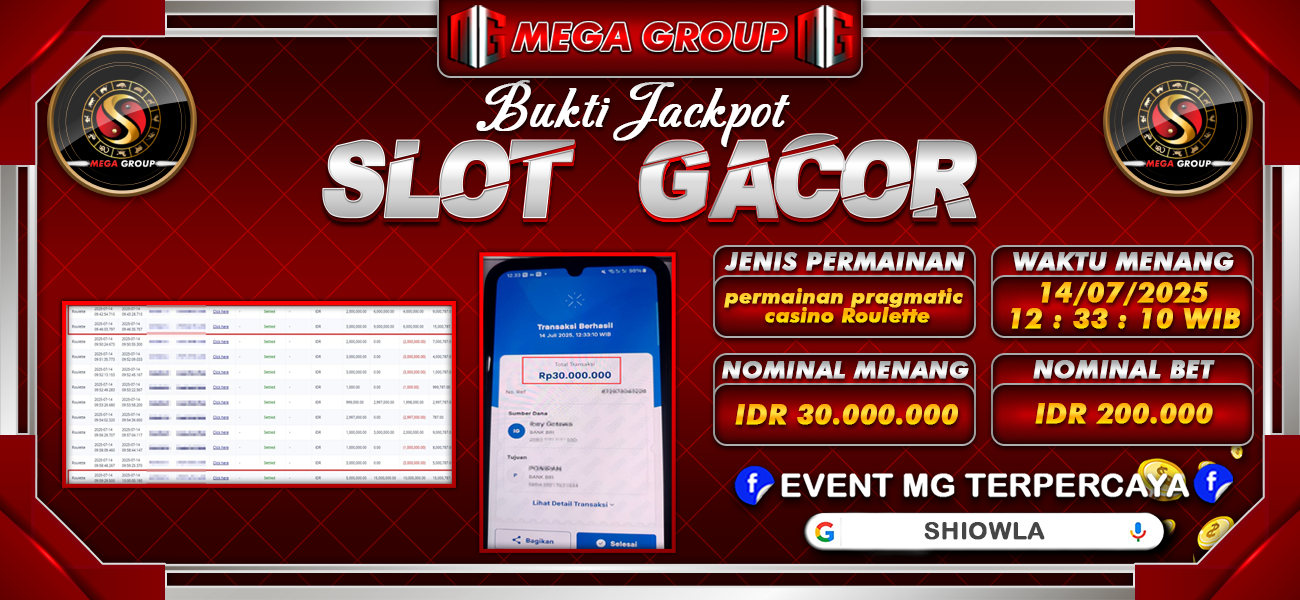 Bukti JP situs Shiowla hari Senin, 14 Juli 2025
