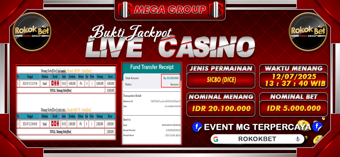 Bukti JP situs Rokokbet hari Minggu, 13 Juli 2025
