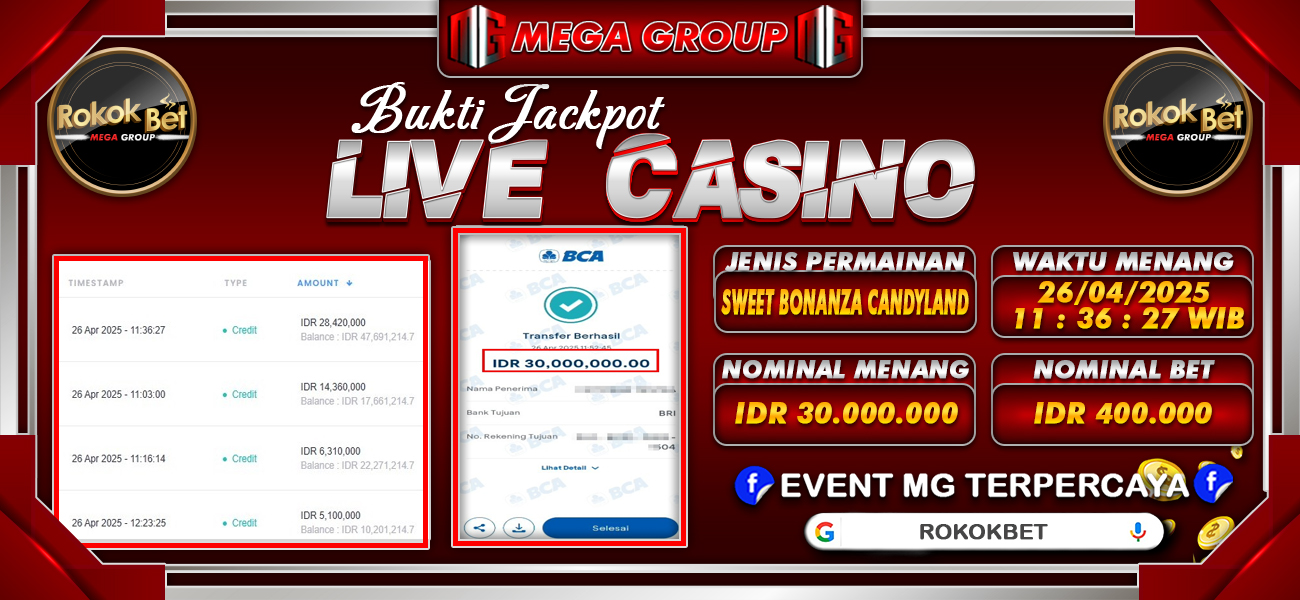 Bukti JP situs Rokokbet hari Sabtu, 26 April 2025