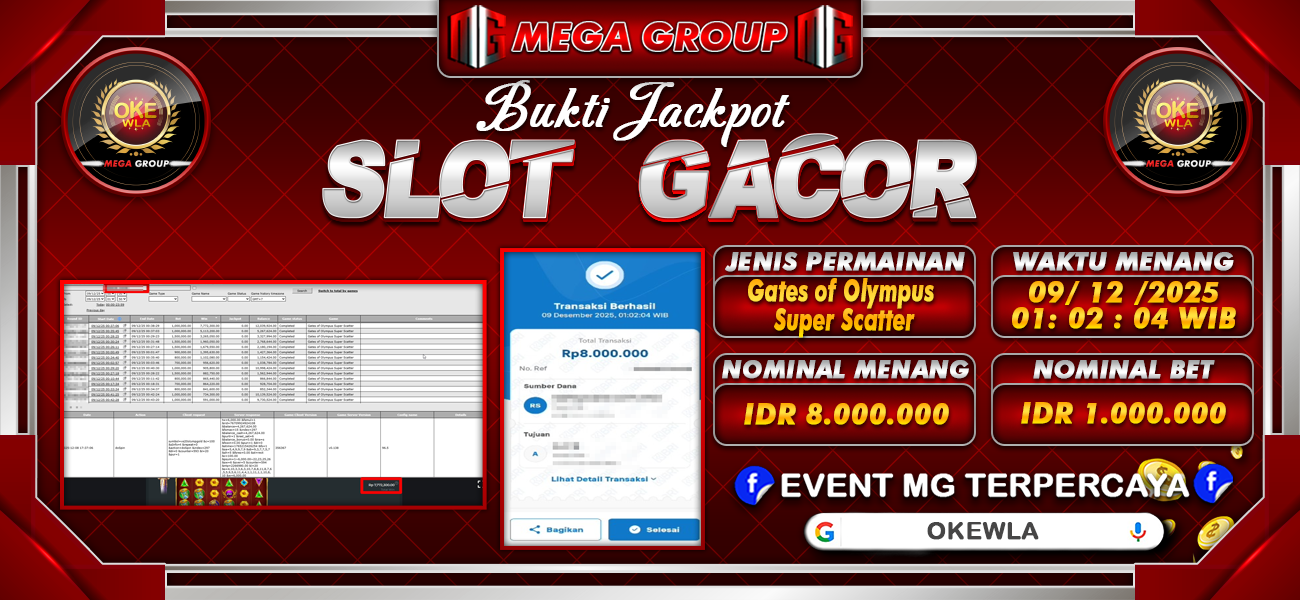 Bukti JP situs Okewla hari Selasa, 09 Desember 2025