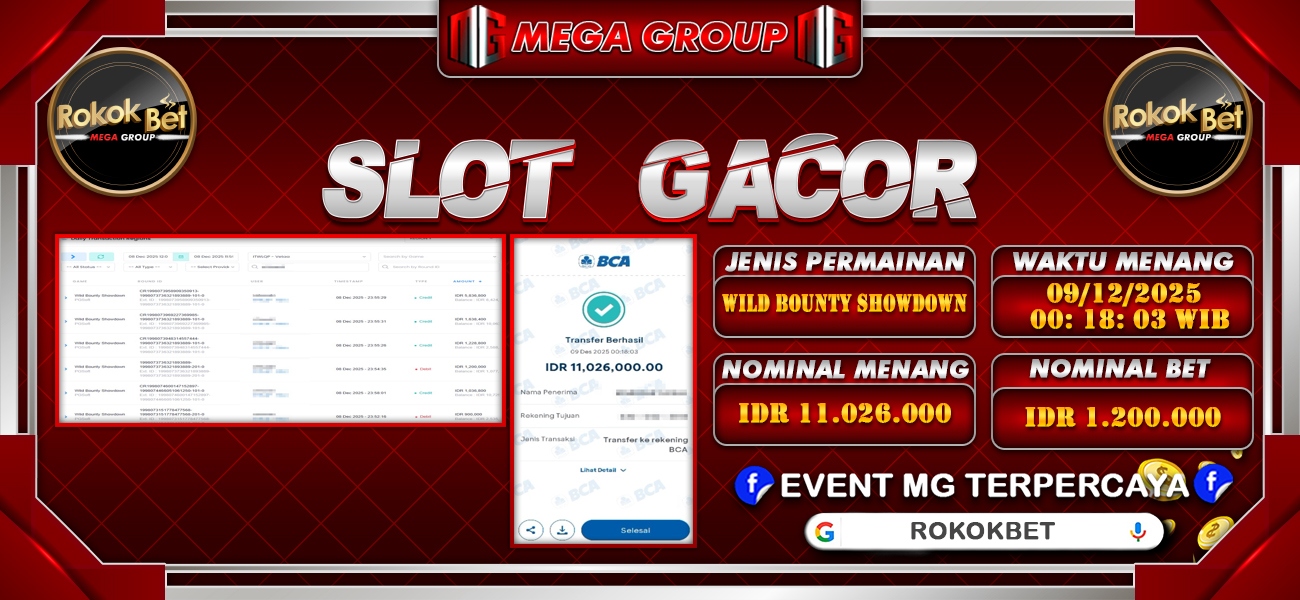 Bukti JP situs Rokokbet hari Selasa, 09 Desember 2025