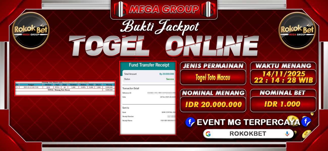 Bukti JP situs Rokokbet hari Jumat, 14 November 2025