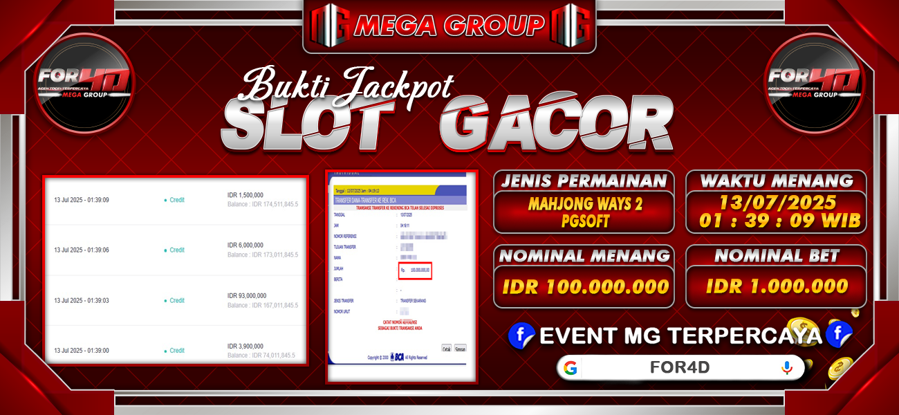 Bukti JP situs For4D hari Minggu, 13 Juli 2025