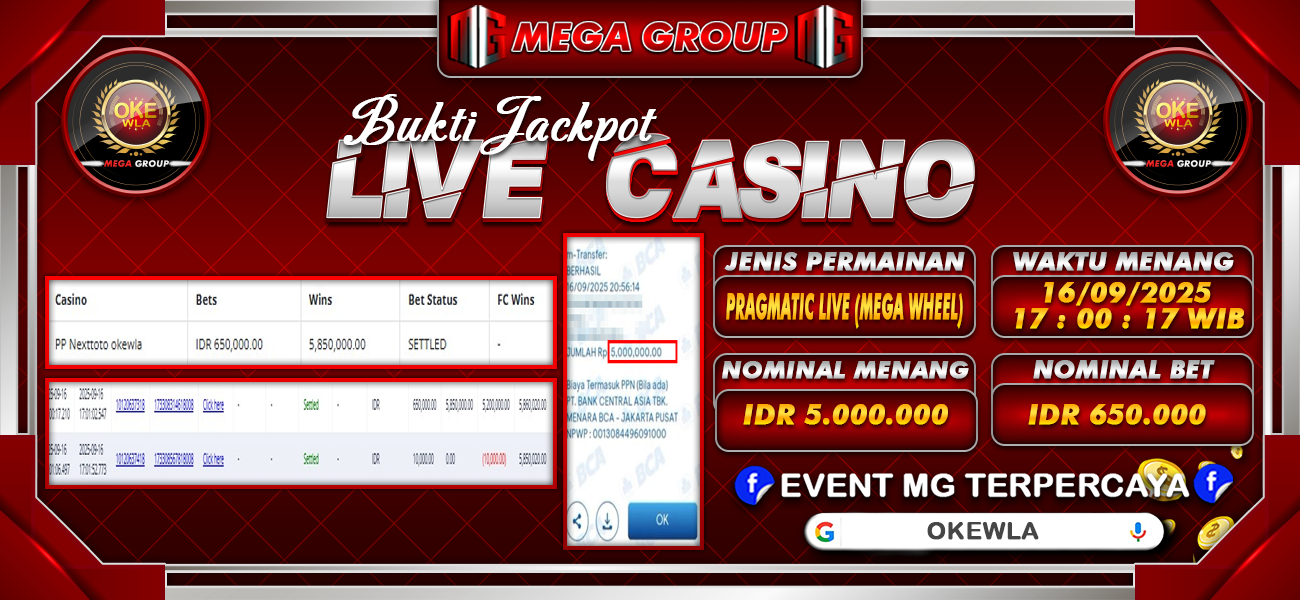 Bukti JP situs Okewla hari Selasa, 16 September 2025