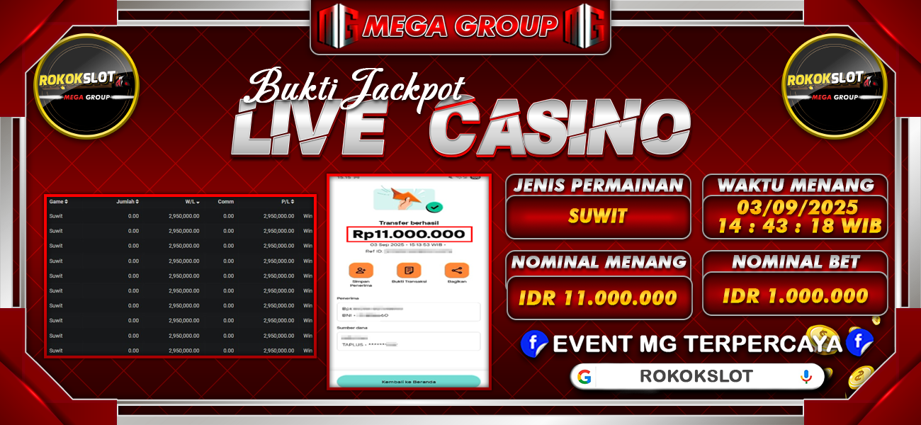 Bukti JP situs Rokokslot hari Rabu, 03 September 2025