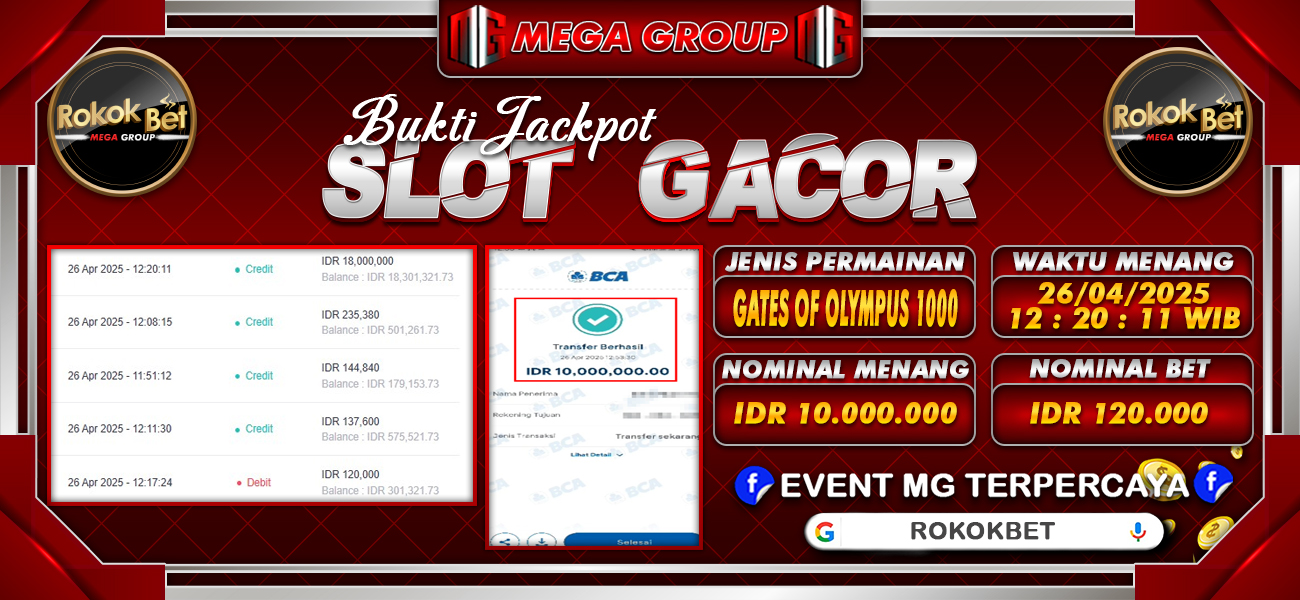 Bukti JP situs Rokokbet hari Sabtu, 26 April 2025
