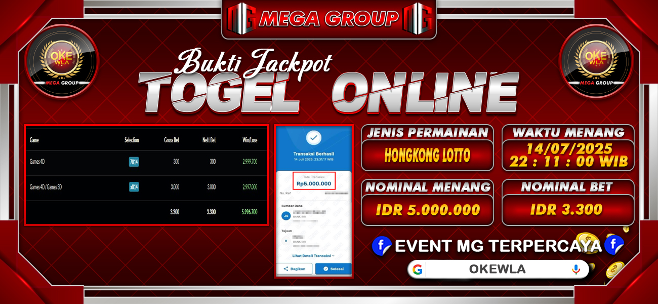 Bukti JP situs Okewla hari Selasa, 15 Juli 2025
