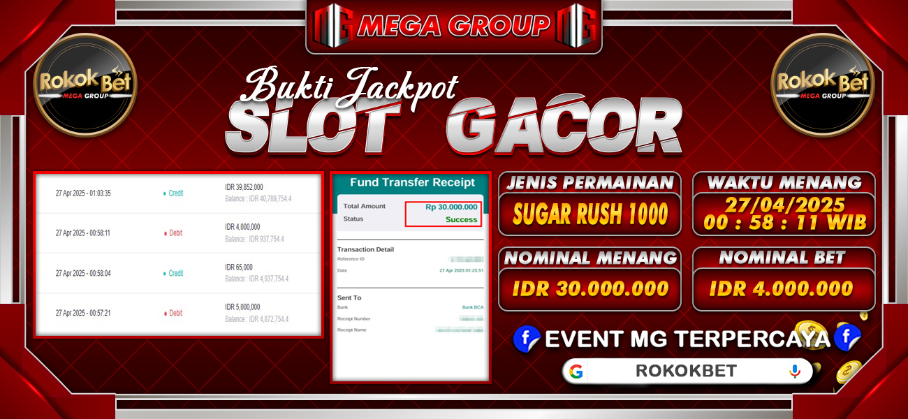 Bukti JP situs Rokokbet hari Minggu, 27 April 2025