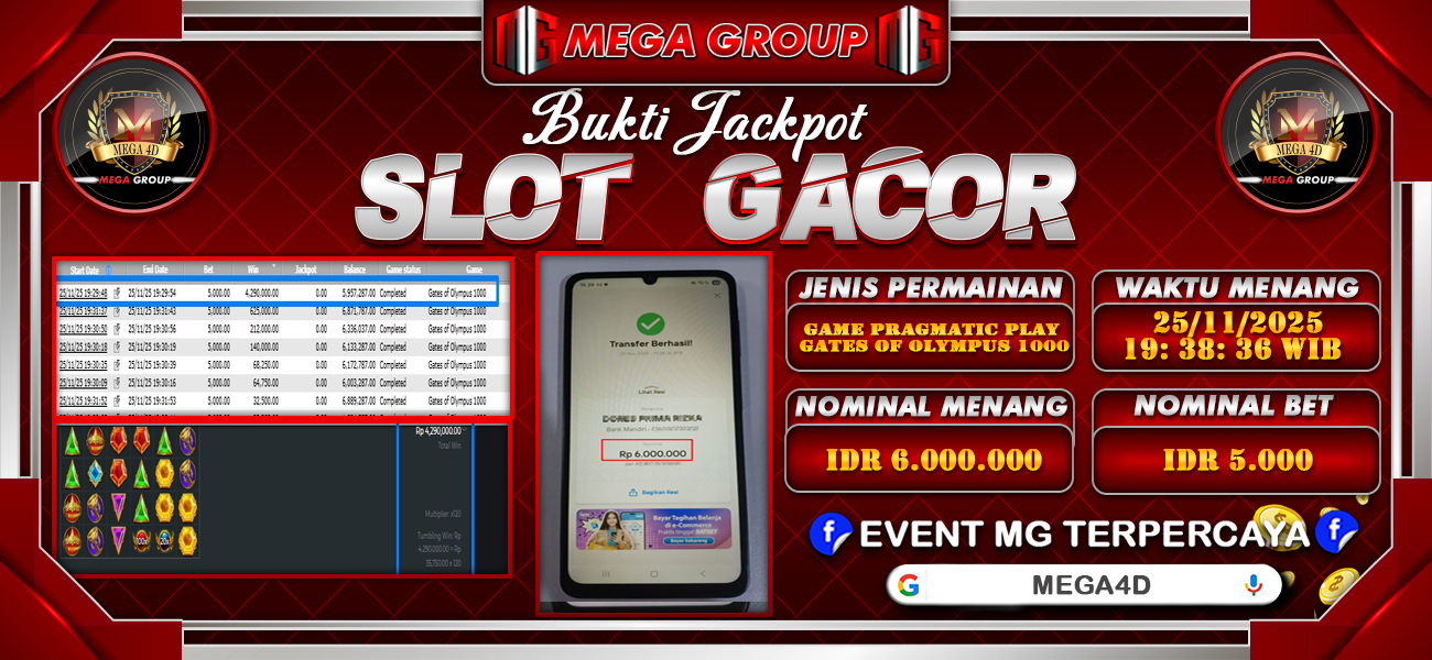 Bukti JP situs Mega4D hari Selasa, 25 November 2025