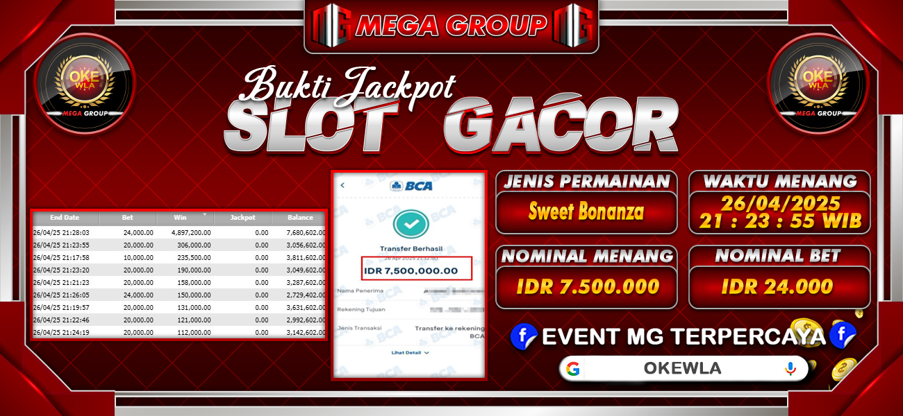 Bukti JP situs Okewla hari Minggu, 27 April 2025