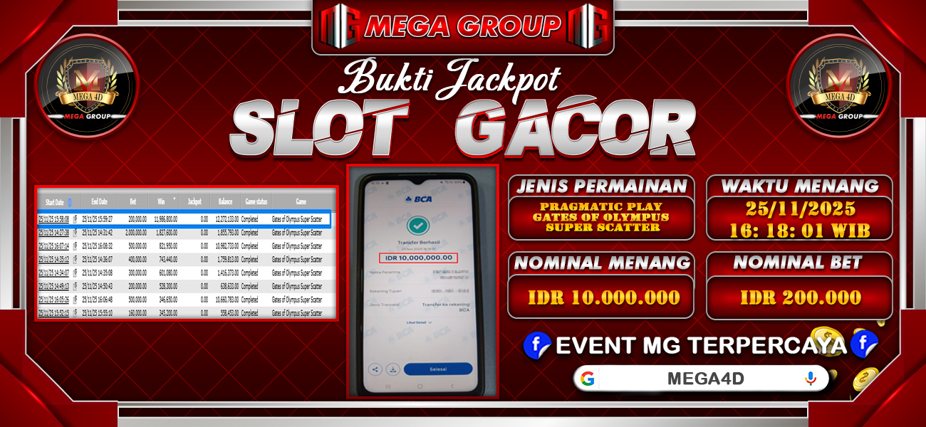 Bukti JP situs Mega4D hari Selasa, 25 November 2025