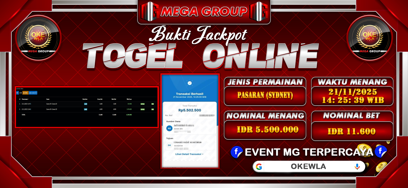 Bukti JP situs Okewla hari Jumat, 21 November 2025