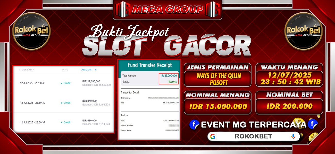 Bukti JP situs Rokokbet hari Minggu, 13 Juli 2025
