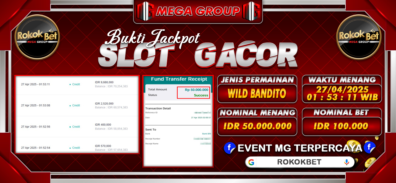 Bukti JP situs Rokokbet hari Minggu, 27 April 2025