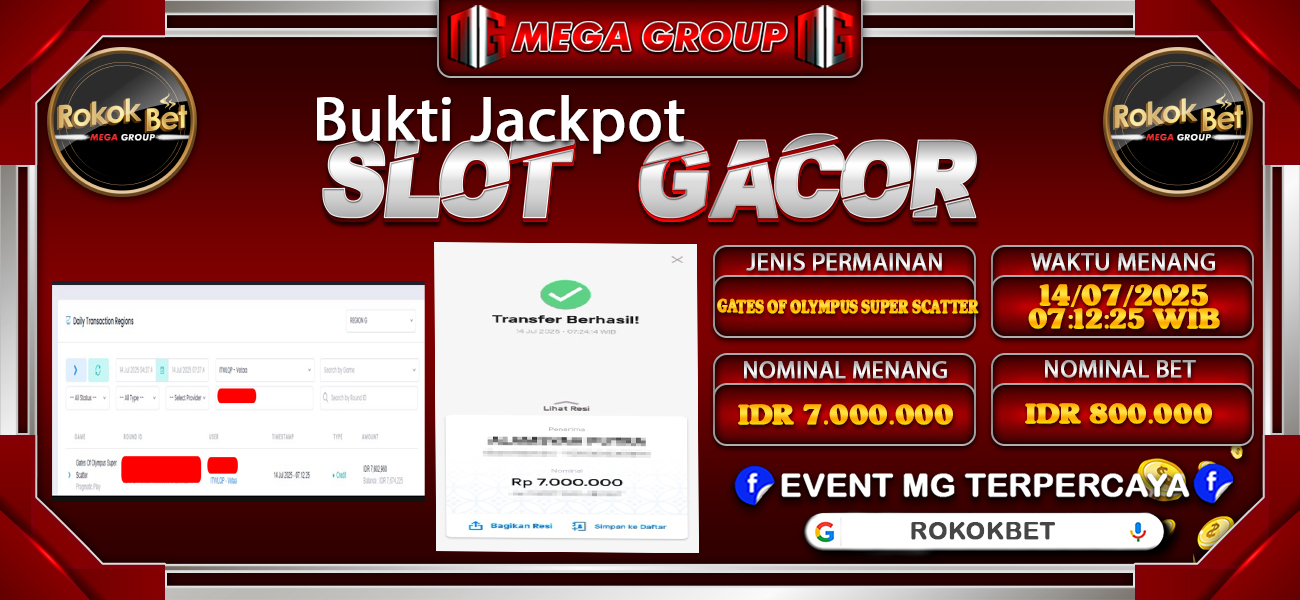 Bukti JP situs Rokokbet hari Senin, 14 Juli 2025