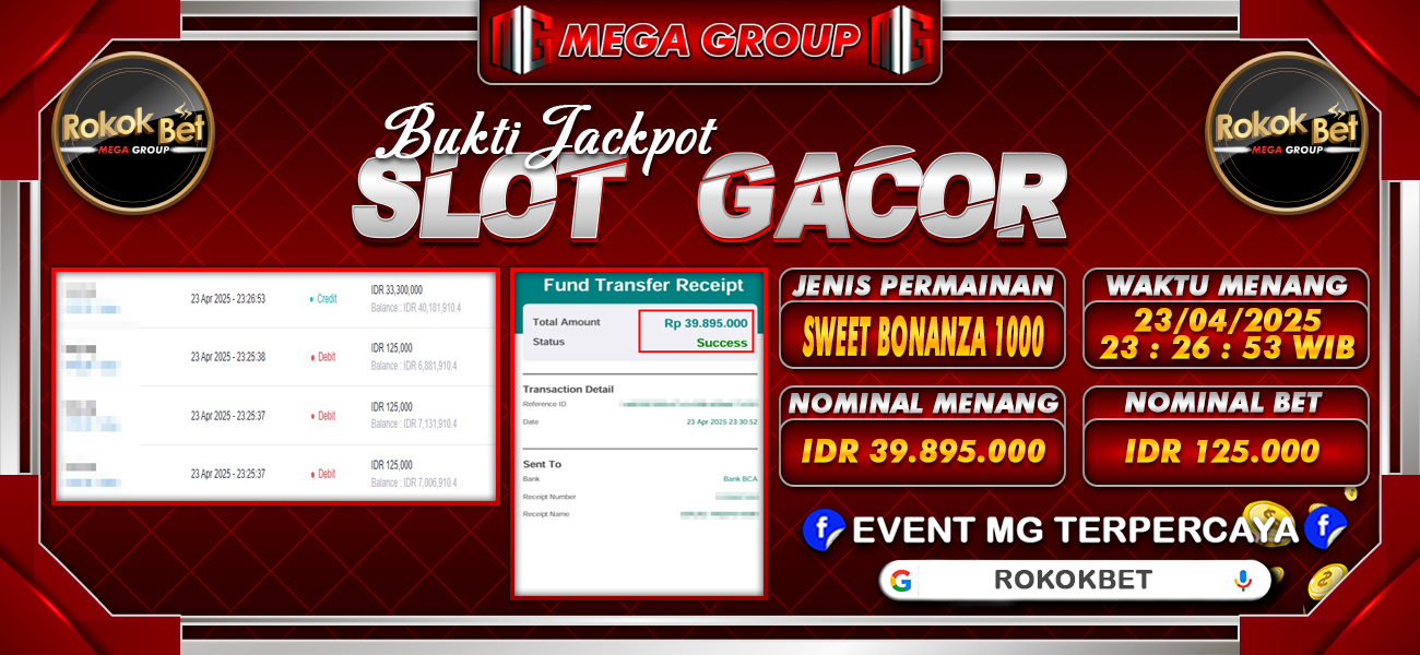 Bukti JP situs Rokokbet hari Kamis, 24 April 2025