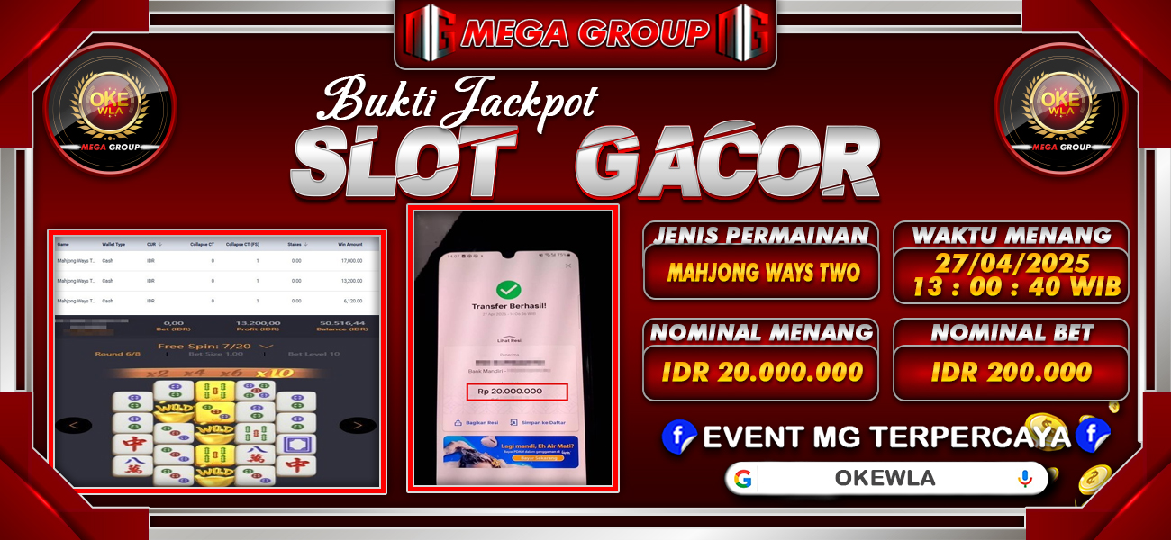 Bukti JP situs Okewla hari Minggu, 27 April 2025