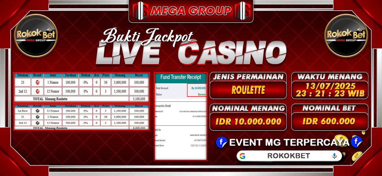 Bukti JP situs Rokokbet hari Senin, 14 Juli 2025