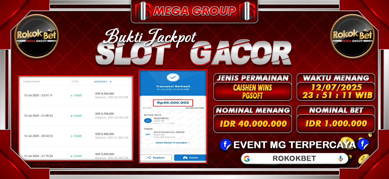Bukti JP situs Rokokbet hari Minggu, 13 Juli 2025
