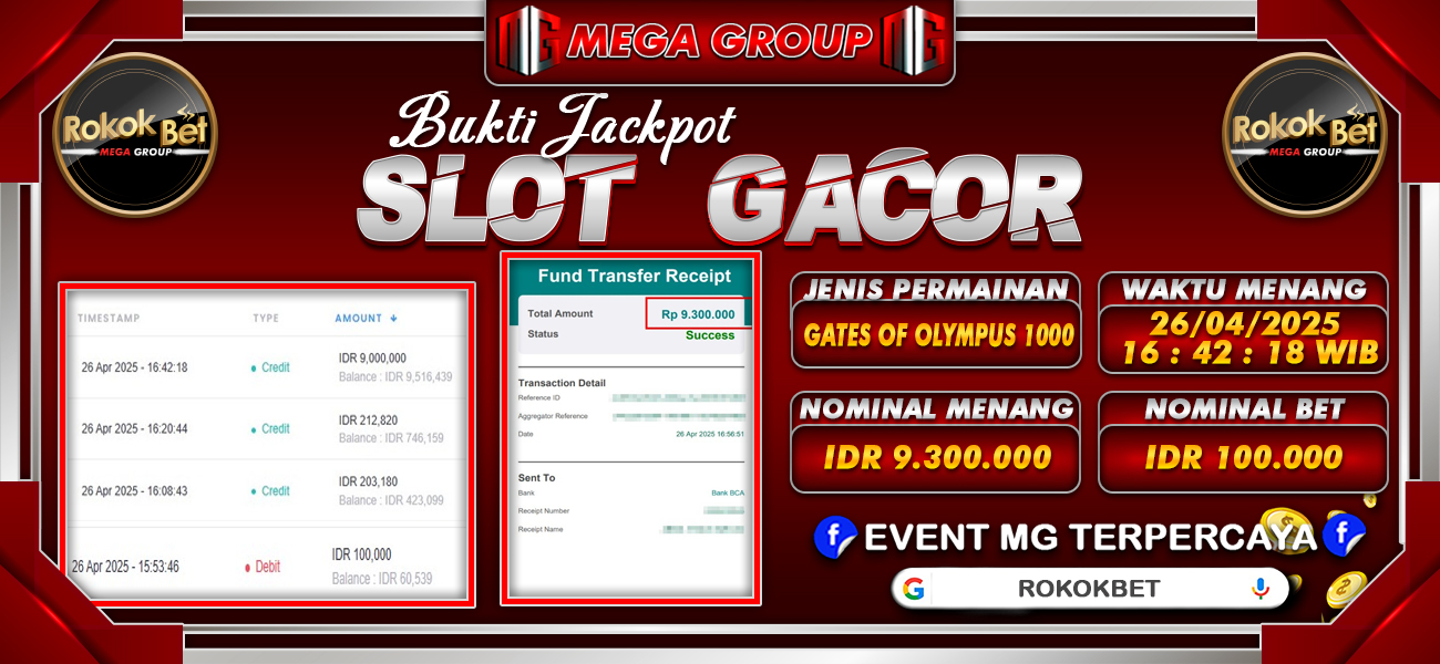 Bukti JP situs Rokokbet hari Sabtu, 26 April 2025