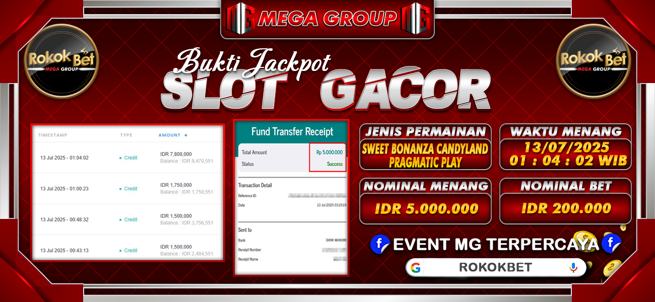 Bukti JP situs Rokokbet hari Minggu, 13 Juli 2025