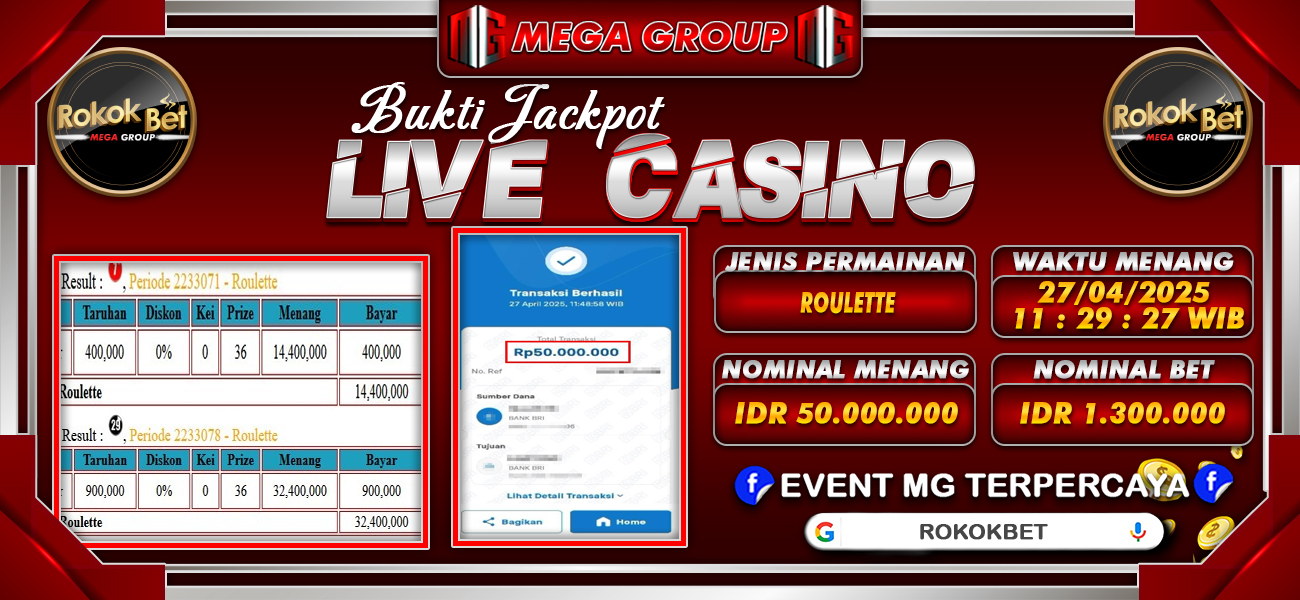 Bukti JP situs Rokokbet hari Minggu, 27 April 2025