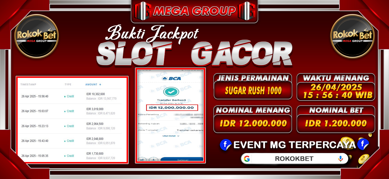 Bukti JP situs Rokokbet hari Sabtu, 26 April 2025